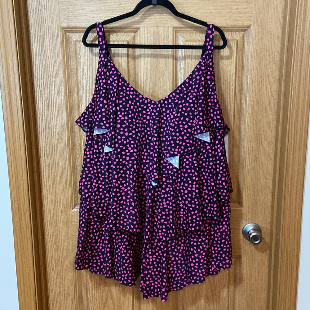 Swimsuits For All new Flowy Tiered Ruffle Tankini Top plus size 18 1X Dot - Picture 3 of 4